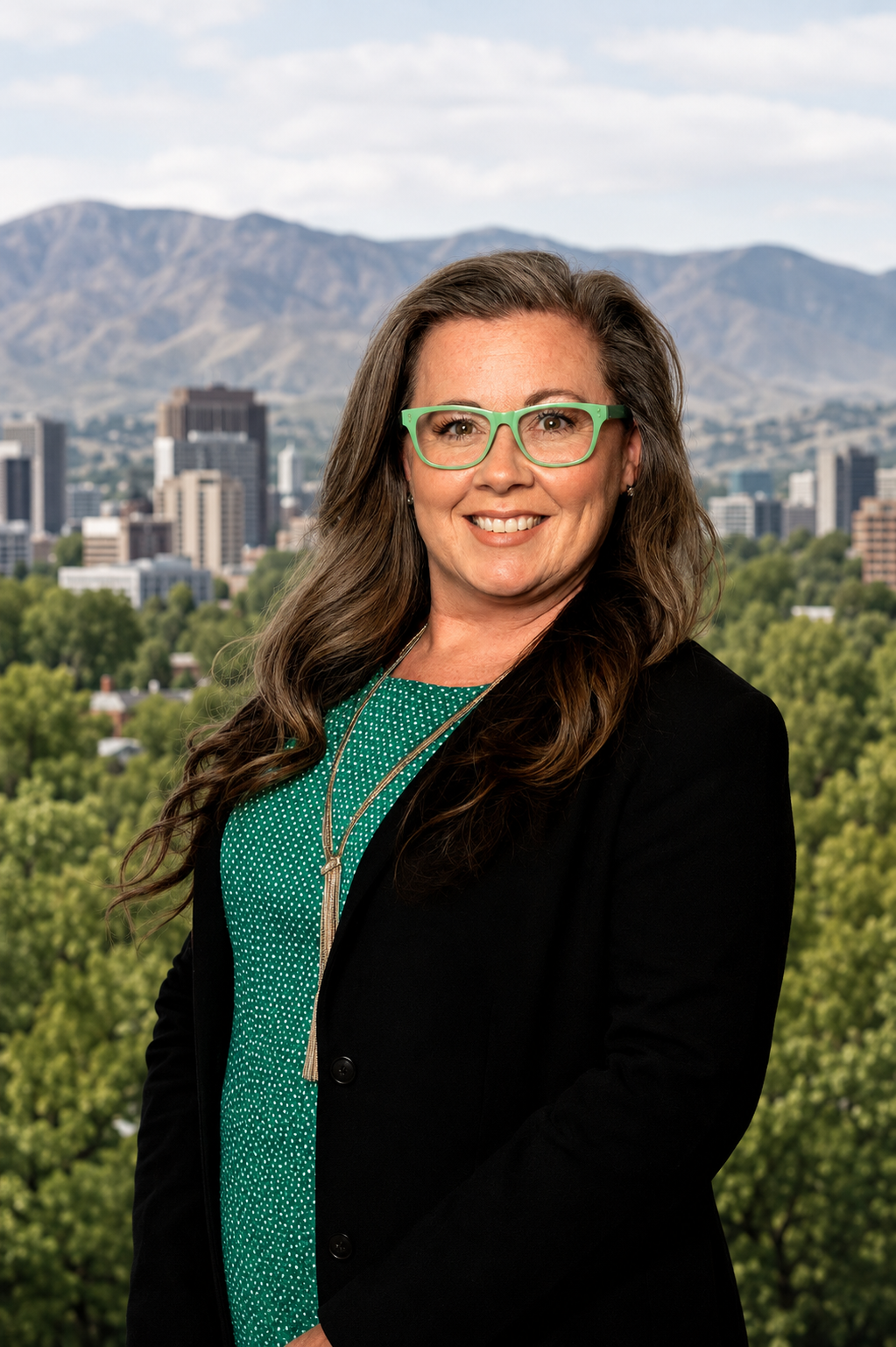 Portrait of Teri Green with Boise in the background